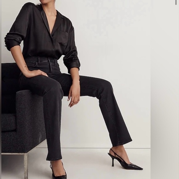 MADEWELL Denim Roadtripper Skinny Flare Black Jeans High Rise Size 23 - Picture 2 of 13